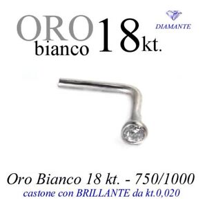 Piercing Nez en or Blanc 18kt.con Diamant kt.0, 020 White Or Diamond