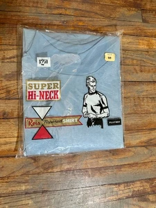 Vtg Reis Tapered Shirt Mens M Blue Regular Fit Super Mock Neck Pullover Playboy - Picture 1 of 6