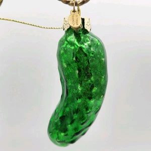 Victorian Trading Co PICKLE ORNAMENT Christmas Tree Decor Green Glass - Bild 1 von 5