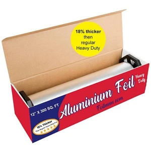Ultra-Thick Heavy Duty Household Aluminum Foil Roll (12” x 300 Square Foot Ro... - Picture 1 of 4