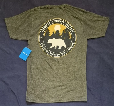 Camiseta Columbia Masculina Manga Curta Ajuste Regular | Cinza Sólido | Pequena Externa  - Imagem 1 de 4