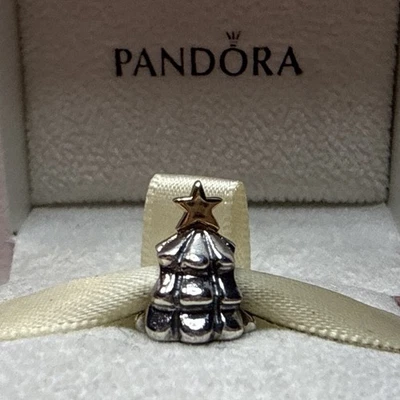 277A NWOT AUTH PANDORA SS/14K TWO TONE CHRISTMAS TREE CHARM #790365 RETIRED! - Image 1 of 4