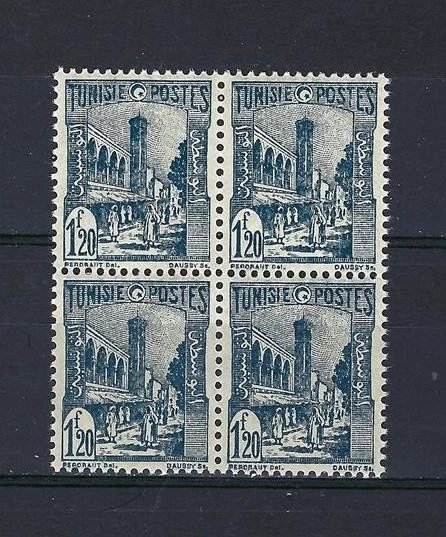 Túnez 1945 Sc# 152B Mezquita Túnez 1,2 fr bloque azul 4 MNH Foto 1 de 1