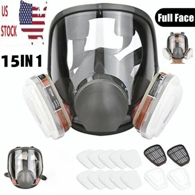 Full Face Gas Mask Painting Spraying Respirator w/Filters for 6800 Facepiece US - Image 1 of 4