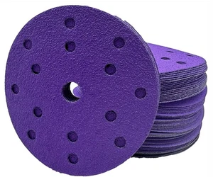 PACK 50 disques à poncer grains en céramique 15 trous 6 pouces papier de verre crochet boucle grain 320 - Photo 1/5