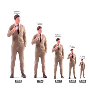 1/18 1/24 1/43 1/64 1/87 Miniatures Khaki Suit Smoking Man Scene Figures F Cars - Picture 1 of 11