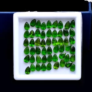 54 Pcs Natural Chrome Diopside 6mm 4mm Pear Cut Vivid Green Loose Gemstones - Picture 1 of 3