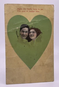 VTG 1910s Postcard; Again She Fondly Turns To Me, Romantic Couple Photo In Heart - Imagen 1 de 2