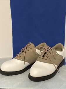 MacGregor Golf Shoes Men's Classic Tan Saddle/ White Style Soft Spike Size 10