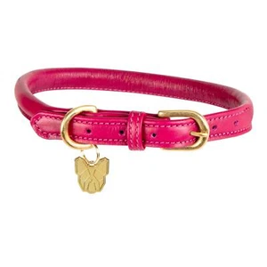 Shires Digby and Fox Rolled Leather Dog Collar - Pink - Picture 1 of 1