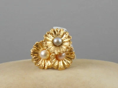 Anillo Margarita Giani Bernini Macy's Chapado en Oro 18k Tri Tono Perla Cultivada 8.5 Foto 1 de 3