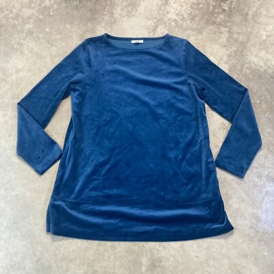 Purejill J Jill Blue Pima Cotton Shirt Womens Small L/S Textured Top Blouse Blue - Image 1 of 4