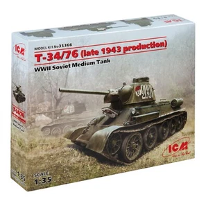 T-34/76 Finales 1943 Producción Segunda Guerra Mundial Soviético Tanque Medio ICM 35366 Kit Plástico 1/35 - Imagen 1 de 19