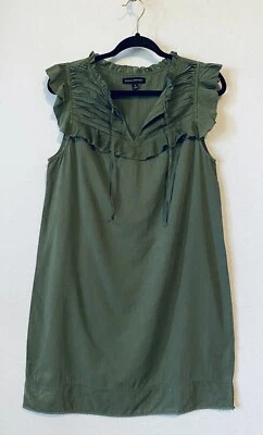 Vestido Banana Republic para mujer 8 verde oliva manga acampanada cuello lazo volantes boho Foto 1 de 4