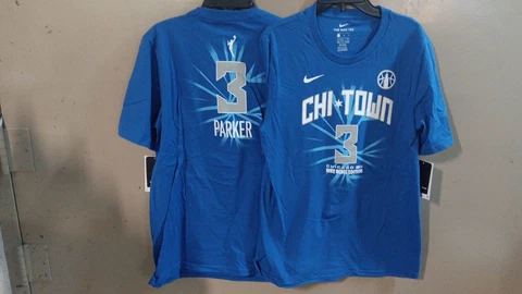 Chicago Sky Blue Nike T-Shirt Candace Parker #3 CHITOWN Youth Medium Cover