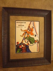 VINTAGE OREGON DUCKS VS. WASHINGTON HUSKIES COLLEGE FOOTBALL-PROGRAMM GERAHMT - Bild 1 von 7