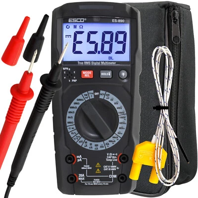 Profi Digital Multimeter 20A LED Kapazität hFe °C OHM A 1000V NCV LIVE + TASCHE - Bild 1 von 4