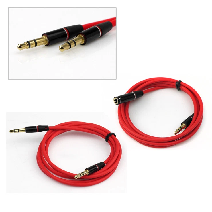 NEW 3.5MM AUX EXTENSION AUDIO STEREO STRAIGHT CABLE RED MOTO X LG NEXUS 4 DROID - Image 1 of 1