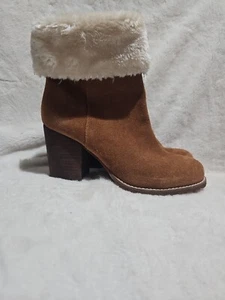 SAKS FASHION SUEDE SHEARLING WORK BOOTS SZ 9M EUC - Picture 1 of 7
