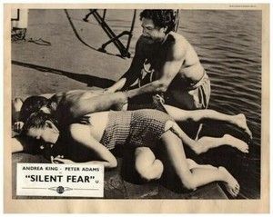 Silent Fear Original Lobby Card Andrea King, Peter Adams rescued from ocean 1956