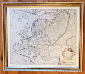 Vintage Map EUROPA Old World Framed 21" x 18" - Picture 1 of 7