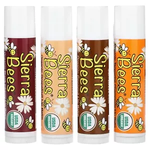 SIERRA BEES 100% Certified Organic Lip Balm Stick 4 Pack - Multi Variety Pack - Picture 1 of 2
