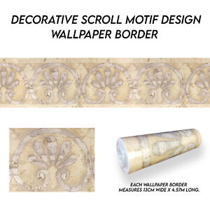 Decorative Scroll Motif Design Wallpaper Border
