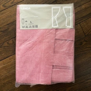 IKEA Lenda CURTAINS 55"x118" Long Drape 2 Panels Light Red Chambray Discontinued - Picture 1 of 9