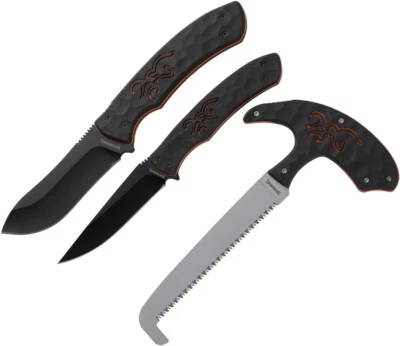 Browning Primal Series Combo Black & Red TPR Fixed Blade Knife Set 0443B - Image 1 of 3