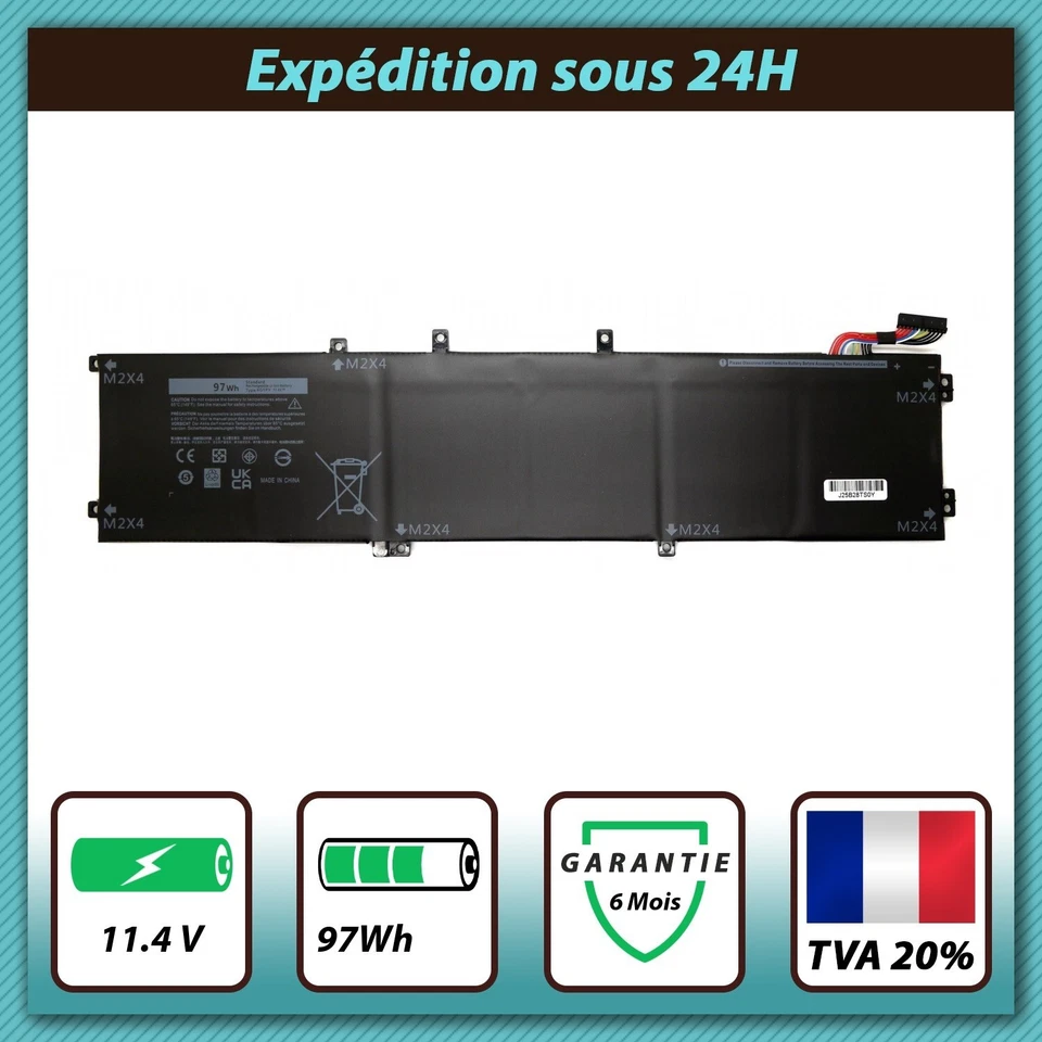 BATTERIE COMPATIBLE DELL XPS 15 9550 / 9560 / 9570 / 7590 - 6GTPY - 11.4V 97Wh