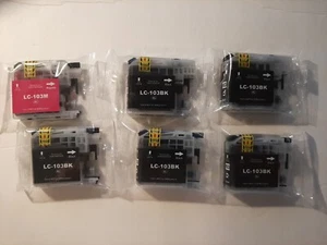 JUEGO DE 5 Cartuchos de Tinta de Impresora COMPATIBLES para Brother LC-103BK XL TINTA NEGRA - Imagen 1 de 3