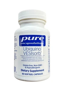 Pure Encapsulations Kaneka Ubiquinol VESIsorb w/Vitamin E, 60 Softgels Exp 9/25 - Picture 1 of 3
