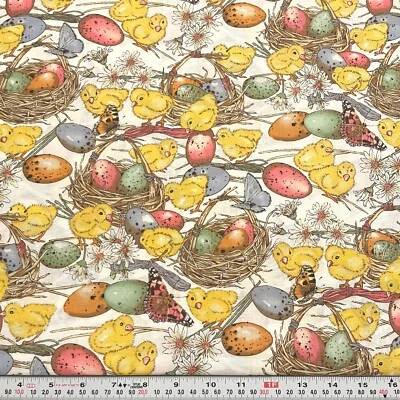 Vintage 1995 Chickadee Phillip De Leon Alexander Henry Cotton Remnant 13" x 44" - Image 1 of 2