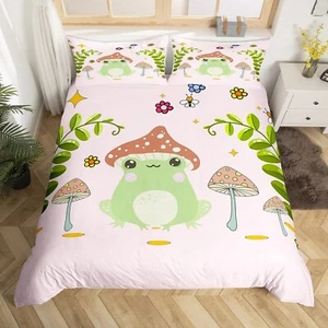 Feelyou Cute Frog Comforter Cover Set Mushroom Bedding Set Kids Boys Girls Na... - Picture 1 of 9