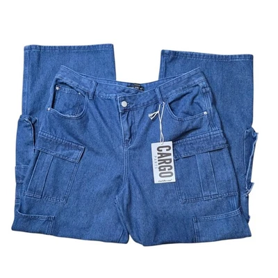 Pantalones cargo holgados Charlotte Russe pierna ancha azul denim para mujer talla XL NUEVOS CON ETIQUETAS Foto 1 de 4