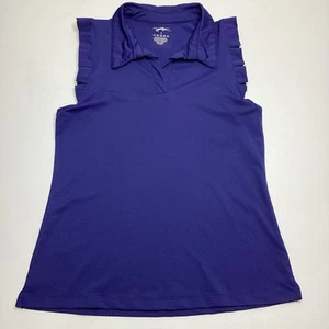 GOTTEX dunkelblau Rüschen ärmellos Golf Tennis Polo Shirt Small - Bild 1 von 8