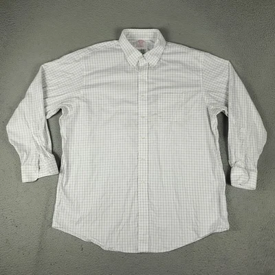 Brooks Brothers Shirt Mens 17.5 White Check Madison Dress Button Up Long Sleeve - Image 1 of 4