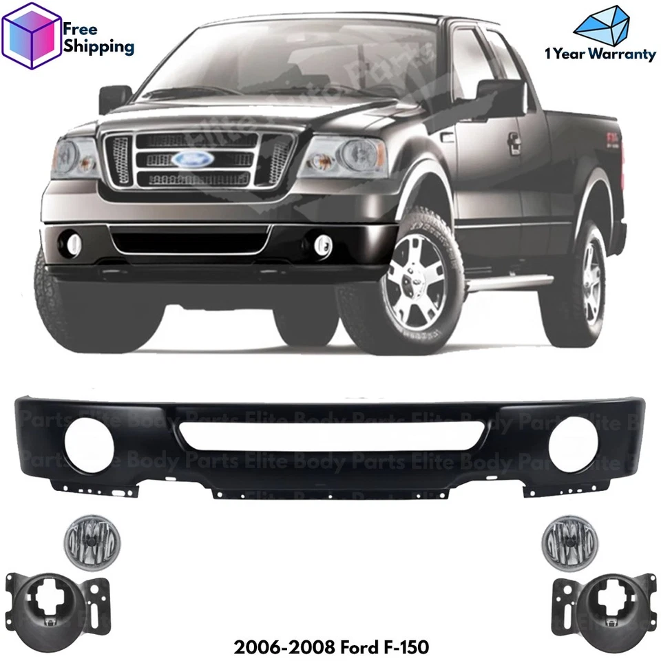 Front Bumper Paintable & Fog Light Assembly Kit For 2006-2008 Ford F-150 Foto 1 de 4