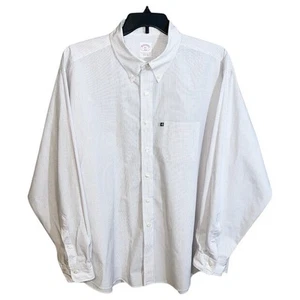 Brooks Brothers 346 Shirt Men’s Size XXL White Blue Orange Checks Button Front - Picture 1 of 9