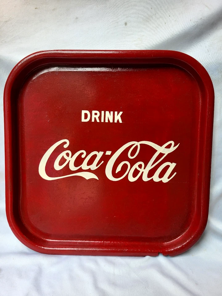 Vintage Altes Werbe Soda Dose Zeichen Tablett Drink Coca Cola Coke Selten Sammel - Bild 1 von 4