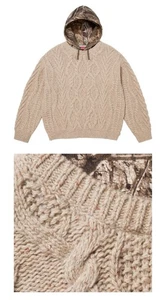 SUÉTER CON CAPUCHA SUPREME CABLE (GRANDE) (AVENA) FW25 SUDADERA ARCO FORRADO TÉRMICO - Imagen 1 de 6
