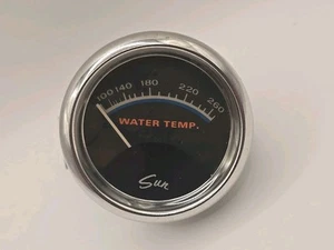 Sun Vintage 2 5/8" Blueline Water Temperature Gauge w/ Glass Lens WT-260 - Picture 1 of 4