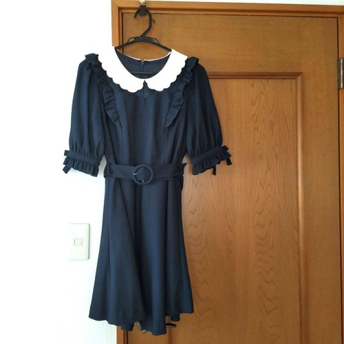 UNDERCOVER Abito manica corta Secret Honey Navy con colletto a volant