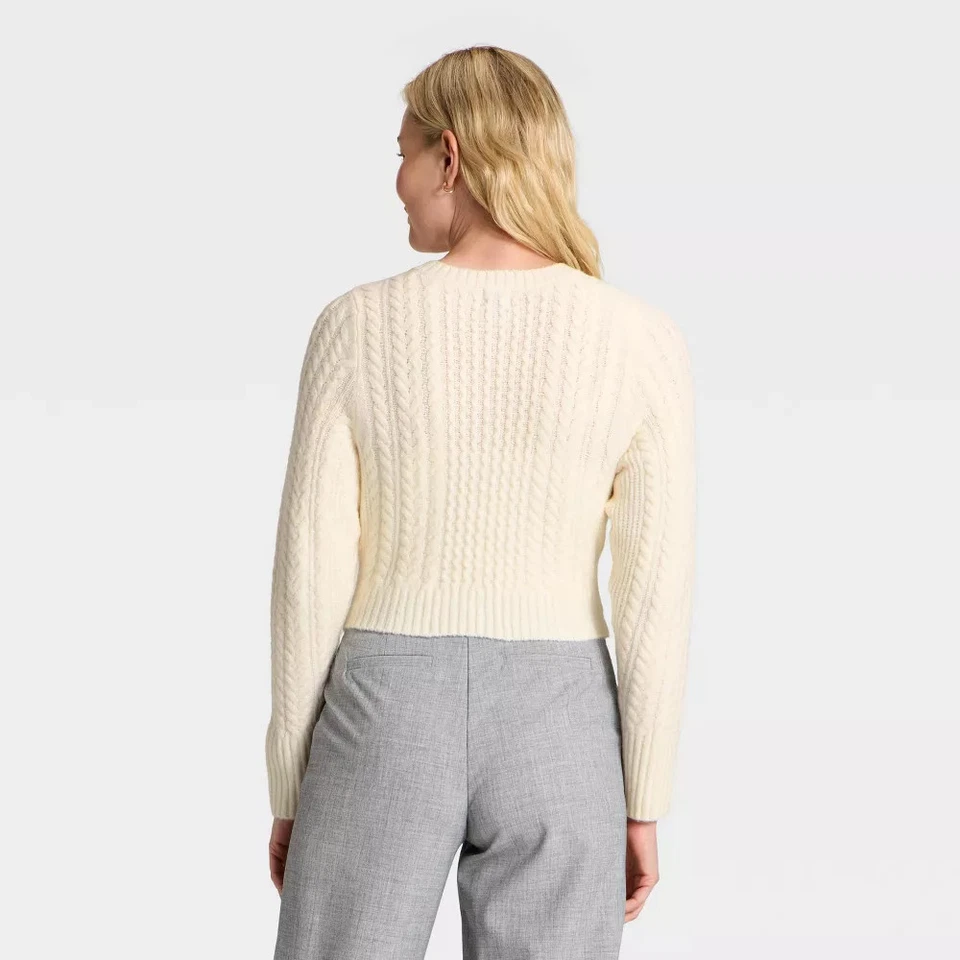 女式长袖蝴蝶结开衫毛衣 - 新的一天 — 第 1/1 张图片