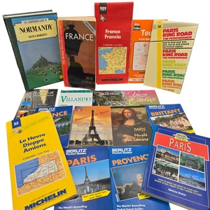 Lot 15 France Travel Guide Map Michelin Berlitz Paris Normandy Vintage Postcards - Picture 1 of 18