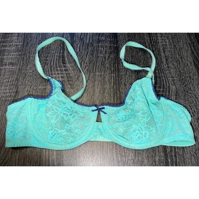 Sujetador balconette de encaje floral azul aguamarina b.tempt'd 36C correas ajustables cierre trasero Foto 1 de 4