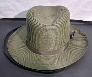 NEW The Lawman Genuine Milan Mens Straw Western Fedora Style Hat Green 7 3/4 - Picture 1 of 6