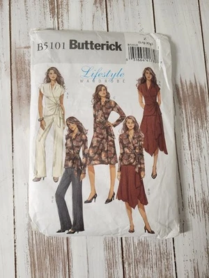 Butterick Pattern 5101 Wrap Dress Top Skirt Pants Sizes 16 18 20 22 UNCUT - Image 1 of 3