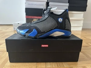 Size 9.5 - Supreme x Air Jordan 14 Retro Black Varsity Royal - Picture 1 of 6