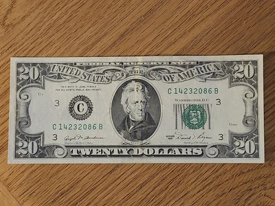 1981 $20 FEDERAL RESERVE NON-STAR PHILADELPHIA C14232086B - Image 1 of 4